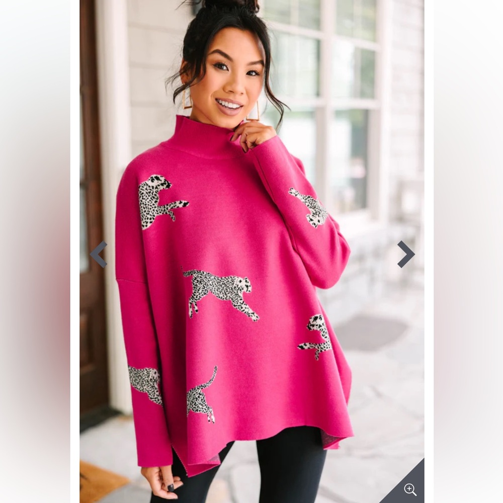 Entro Hot Pink Cheetah Sweater - NWT